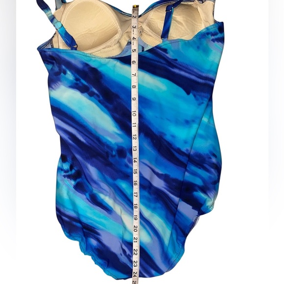Trimshaper Swimsuit Tummy Control, Ruched F. Panel, Adj. Straps Blu/Pur SZ 12 - Picture 8 of 11